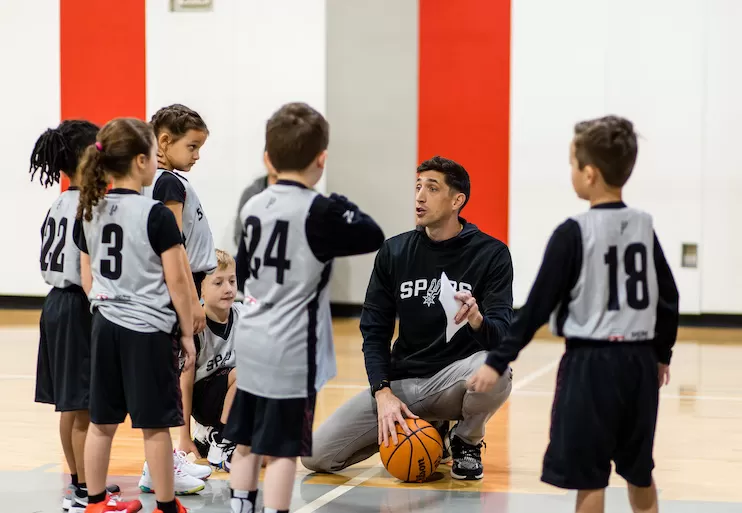 Basketball Youth Sports Coach leasing his team