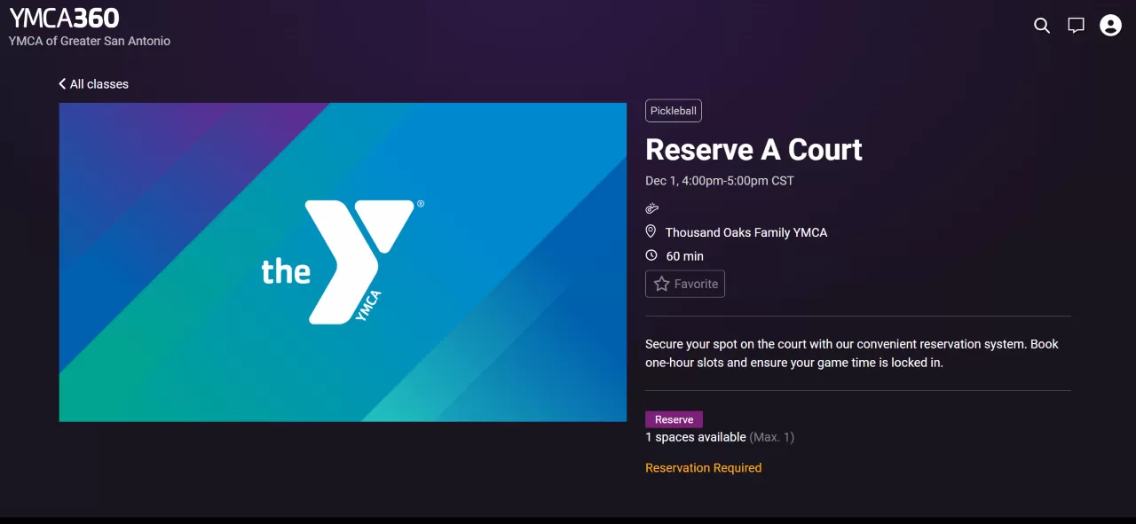 Full Reservation Screen