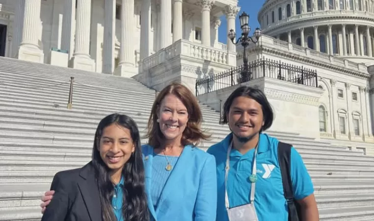 Youth and Government at the Y- Participants pose the YUSA President & CEO in front of our Nation's Capitol