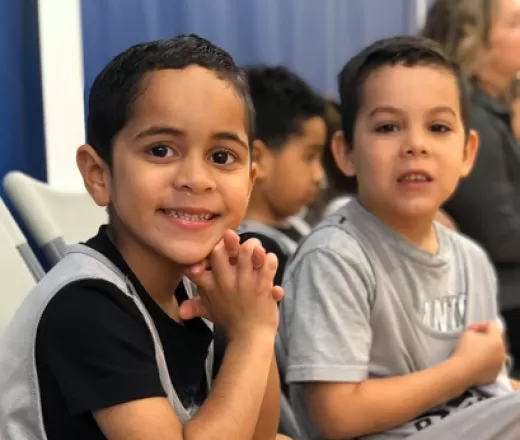 Two boys in Y Youth Sports Basketball