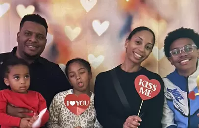Family at a Valentines' Day event at the Y